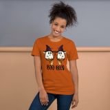 Boo Bees Halloween T-Shirt for women Funny Halloween T-shirt Autumn Front with Model