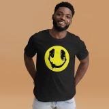 Audiophile Happy Face T-shirt for Teens Happy Face T-shirt Black heather Front with model