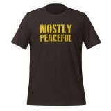 mostly peaceful libertarian t-shirt for men funny t-shirt freedom t-shirt for men brown front