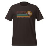 Vintage Pluto T-shirt for teens Space t-shirt for kids Funny T-shirt brown front