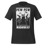 Cat Pew Pew Madafakas T-Shirt for Adults Pro gun T-shirt for Cat Lovers Funny Cat T-Shirt dark grey heather Front