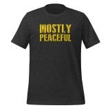 mostly peaceful libertarian t-shirt for men funny t-shirt freedom t-shirt for men dark grey heather front