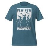 Cat Pew Pew Madafakas T-Shirt for Adults Pro gun T-shirt for Cat Lovers Funny Cat T-Shirt heather deep teal Front