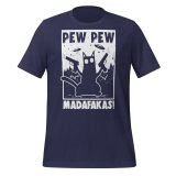 Cat Pew Pew Madafakas T-Shirt for Adults Pro gun T-shirt for Cat Lovers Funny Cat T-Shirt heather midnight navy Front