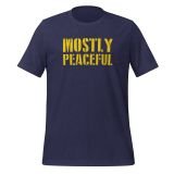 mostly peaceful libertarian t-shirt for men funny t-shirt freedom t-shirt for men heather midnight navy front