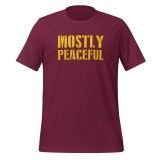 mostly peaceful libertarian t-shirt for men funny t-shirt freedom t-shirt for men maroon front