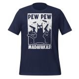 Cat Pew Pew Madafakas T-Shirt for Adults Pro gun T-shirt for Cat Lovers Funny Cat T-Shirt navy Front