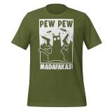 Cat Pew Pew Madafakas T-Shirt for Adults Pro gun T-shirt for Cat Lovers Funny Cat T-Shirt olive Front