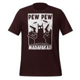 Cat Pew Pew Madafakas T-Shirt for Adults Pro gun T-shirt for Cat Lovers Funny Cat T-Shirt oxblood black Front